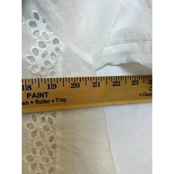 Sundance Women's Small White Sheer Lace Button Front Blouse 3/4 Sleeve Elegant - Picture 5 of 9